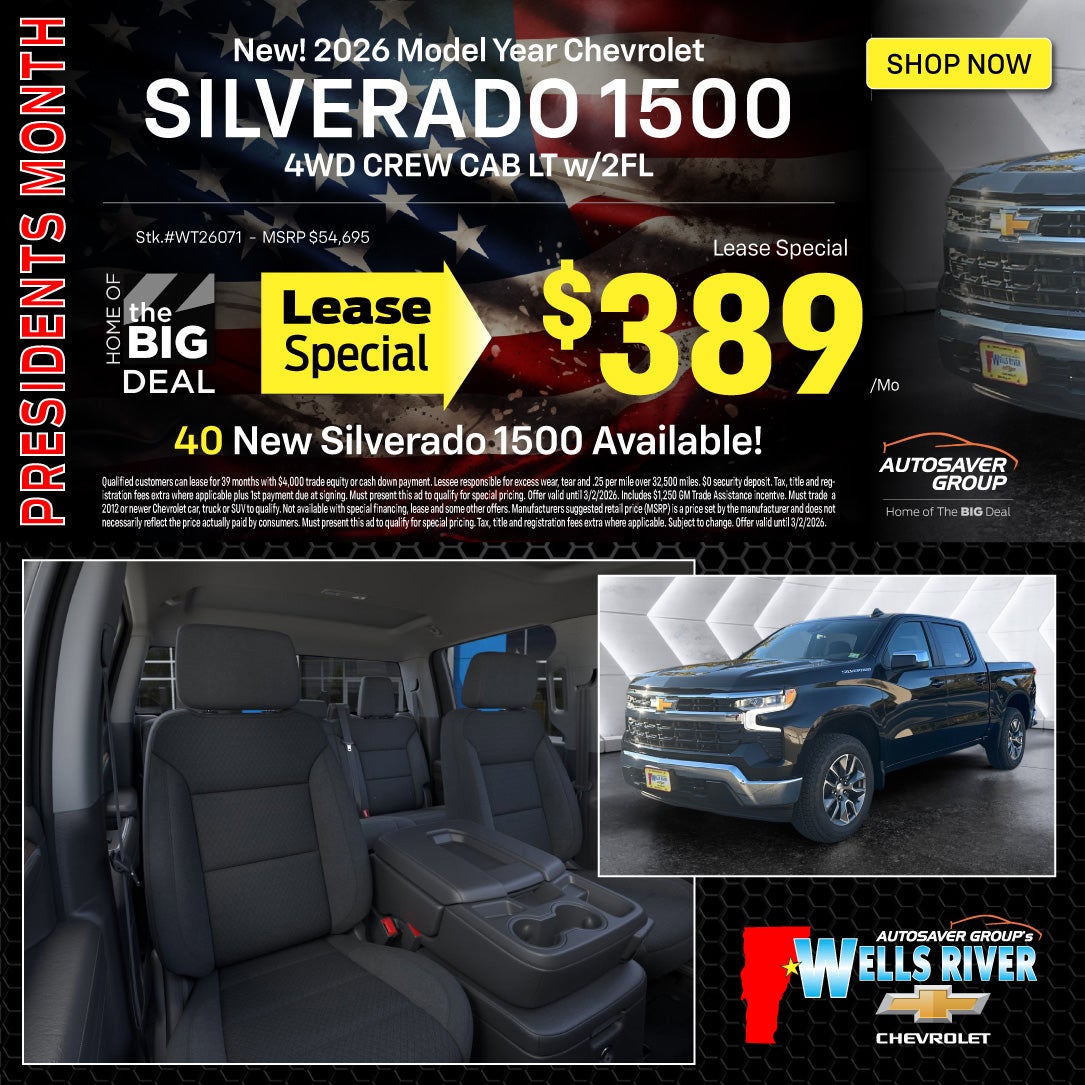 SHOP NEW CHEVROLET DEALS NEAR WELLS RIVER, VT