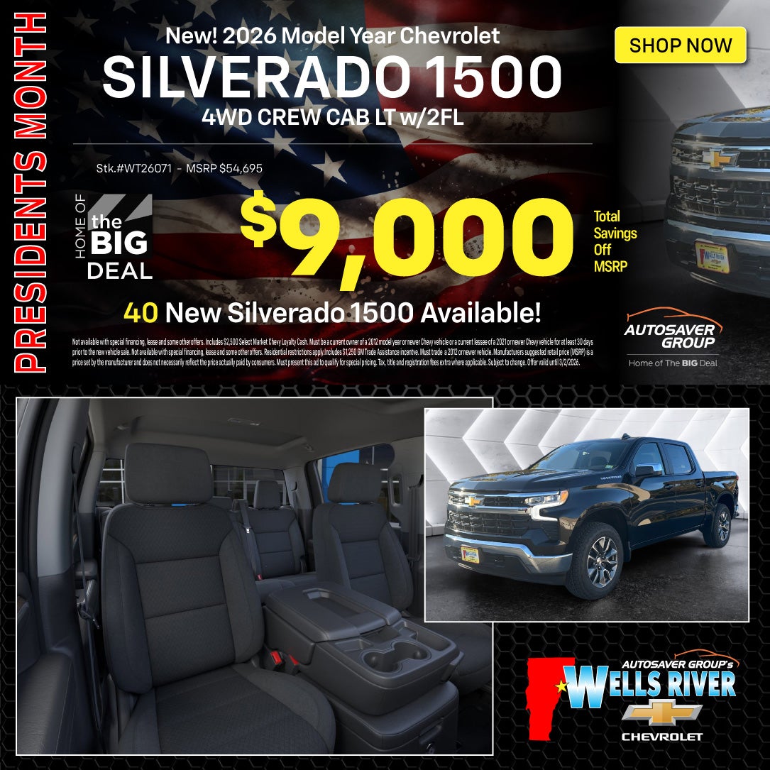 SHOP NEW CHEVROLET DEALS NEAR WELLS RIVER, VT