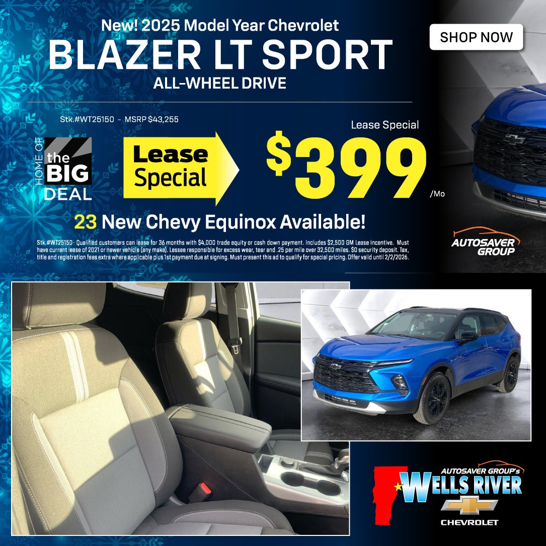 SHOP NEW CHEVROLET NEAR WELLS RIVER, VT