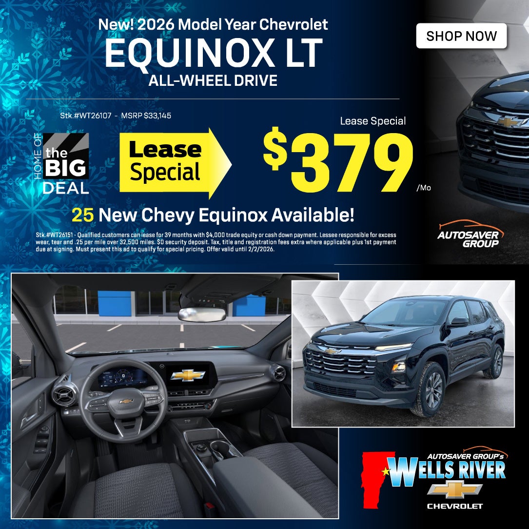 SHOP NEW CHEVROLET NEAR WELLS RIVER, VT