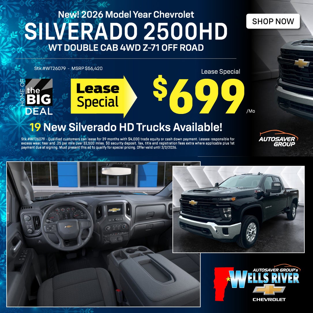 SHOP NEW CHEVROLET NEAR WELLS RIVER, VT