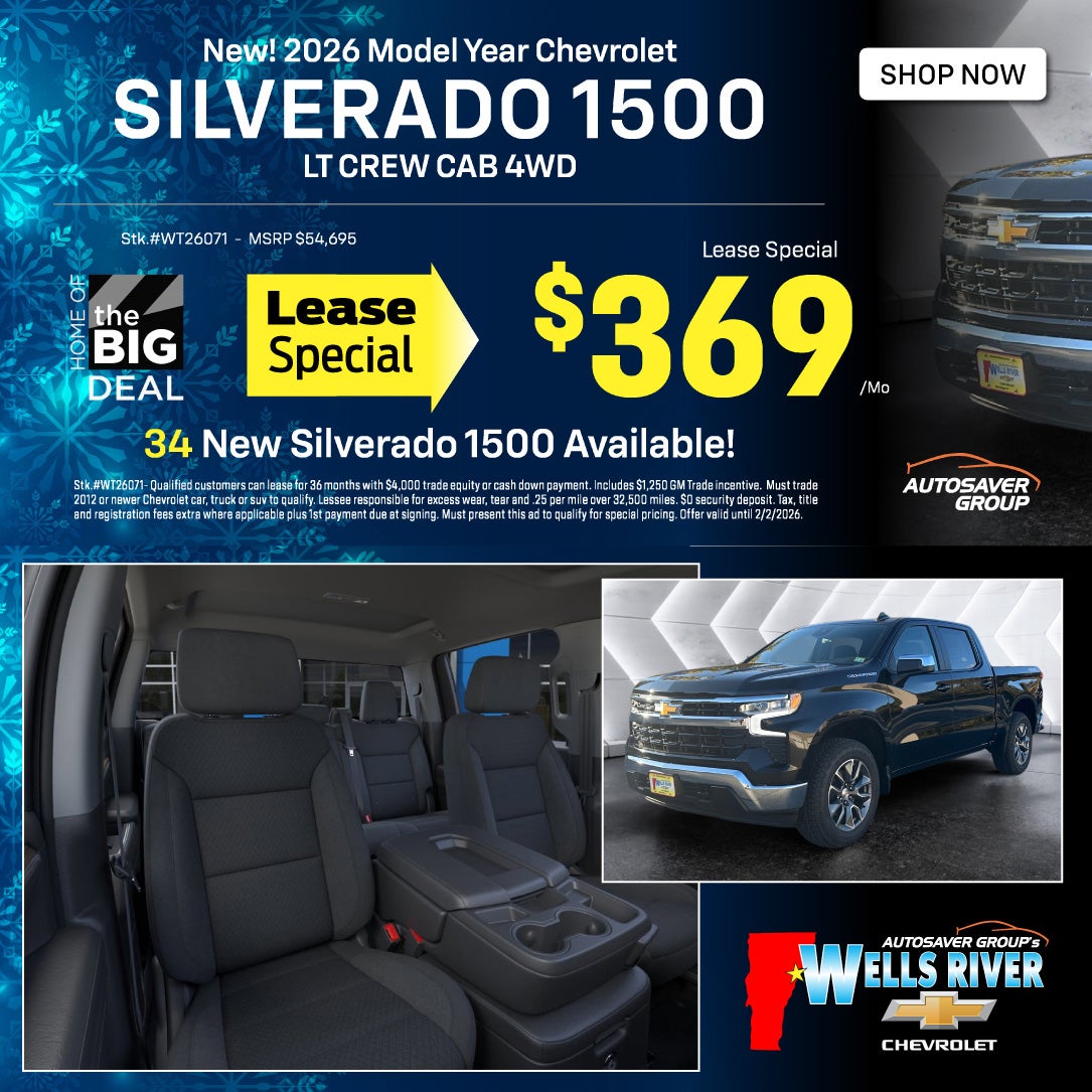 SHOP NEW CHEVROLET NEAR WELLS RIVER, VT