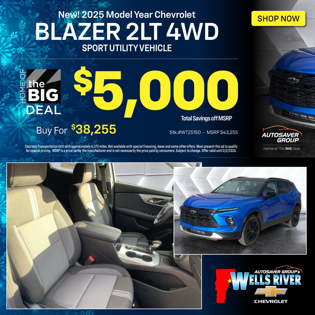 SHOP NEW CHEVROLET NEAR WELLS RIVER, VT