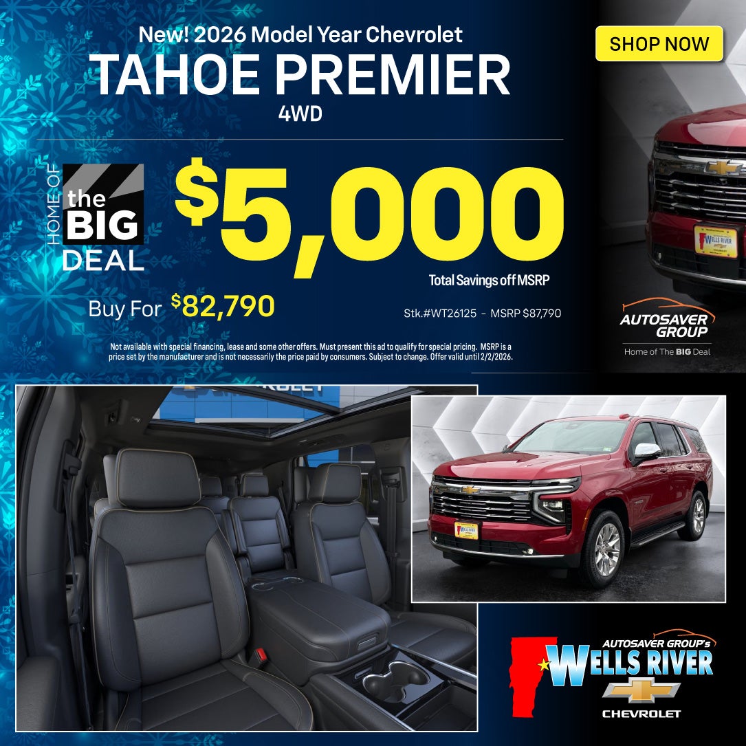 SHOP NEW CHEVROLET NEAR WELLS RIVER, VT