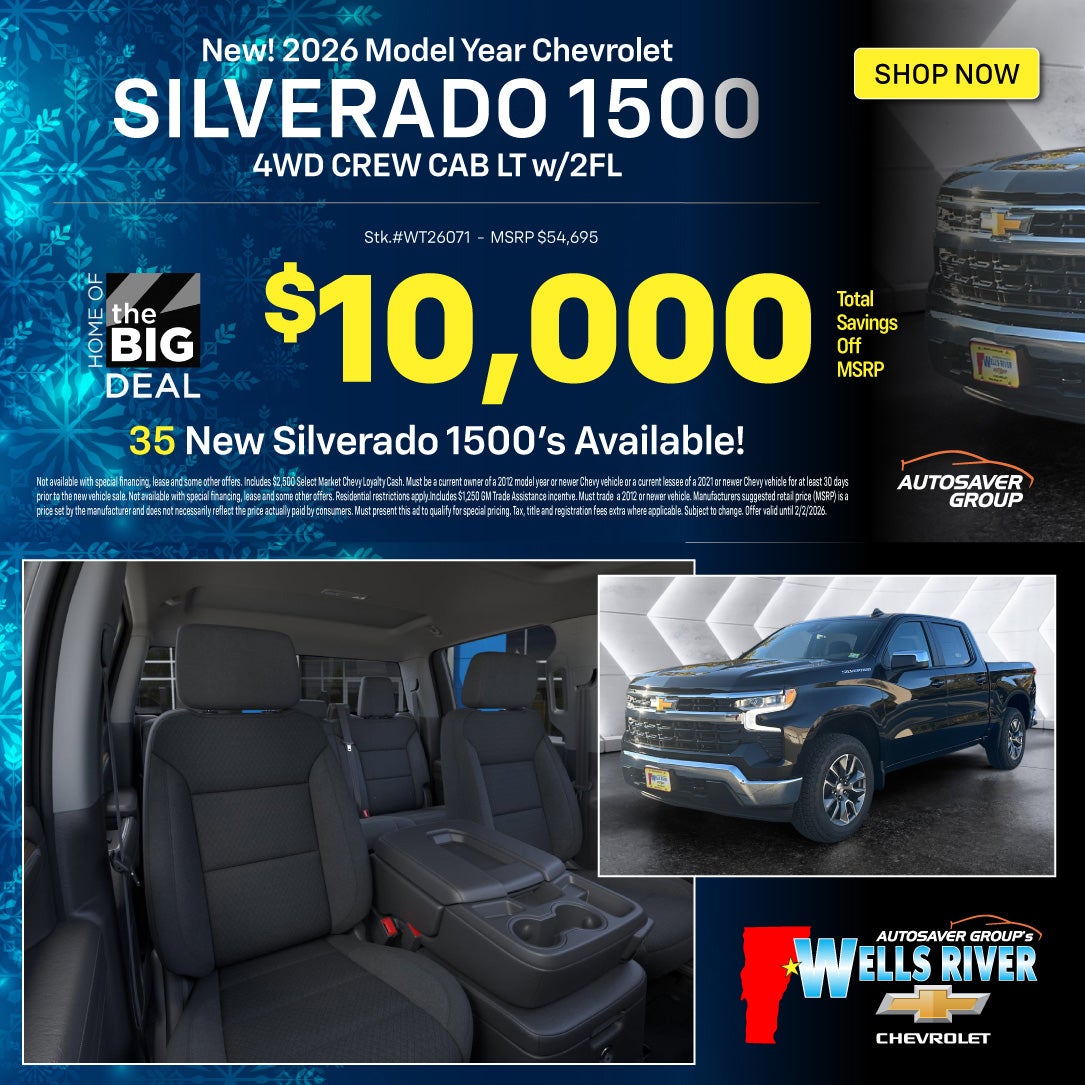 SHOP NEW CHEVY TRUCKS NEAR WELLS RIVER, VT