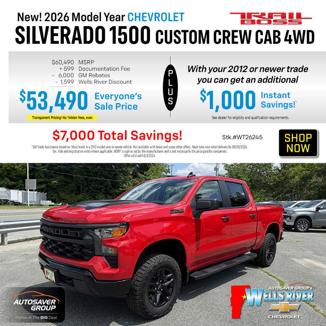 SHOP NEW CHEVROLET NEAR WELLS RIVER, VT
